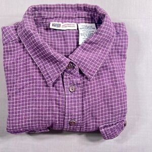 Faded Glory women's plaid, Long-sleeve shirt in the color Plum Large (12/14)